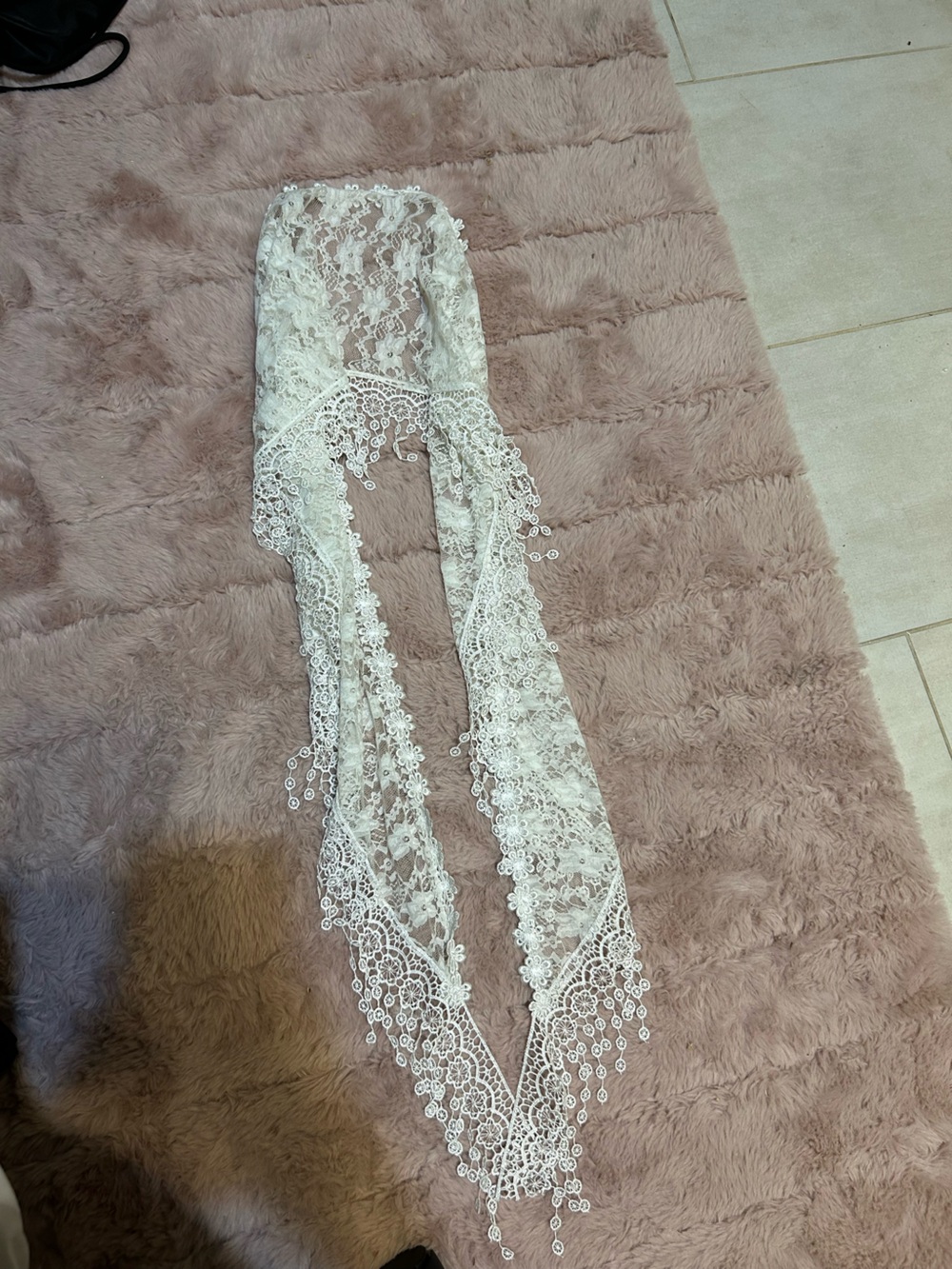 Delicate White Floral Lace Sash / Trim